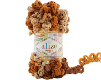 Alize Puffy Color, Blanket Yarn, Baby Yarn, Velvet Yarn, Bulky Yarn, Easy Knitting Yarn, No Hook, No Needle, Finger Yarn, Multicolour Yarn