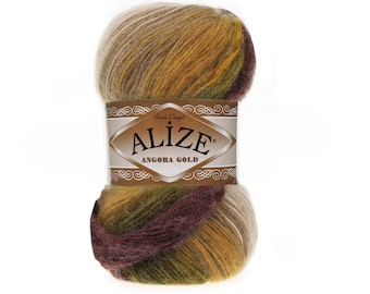 Alize Angora Gold Batik, Wool Yarn, Acrylic Yarn, Knitting Yarn, Crochet Yarn, Multicolour Yarn, Angora Yarn