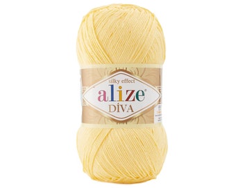 Alize Diva, Alize Diva Silky Effect, %100 Acrylic Yarn, Crochet Yarn, Knitting Soft Yarn, Summer Yarn Bikini Patern, Alize Diva