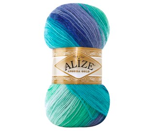 Alize Angora Gold Batik, Wool Yarn, Acrylic Yarn, Knitting Yarn, Crochet Yarn, Multicolour Yarn, Angora Yarn