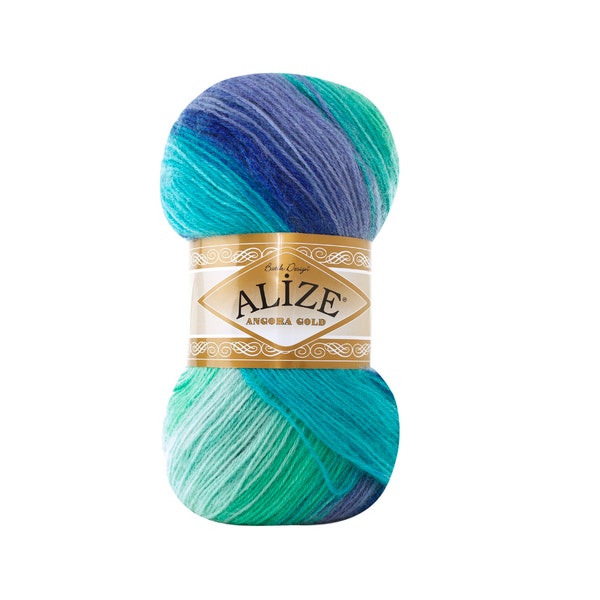 Alize Angora Gold Batik, Hilo de lana, Hilo acrílico, Hilo de punto, Hilo de ganchillo, Hilo multicolor, Hilo de angora