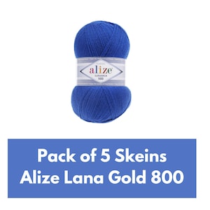 5 Stränge Alize Lanagold 800, 5 Kugeln Paket, Pullover Garn, Wollgarn, Acrylgarn, Häkelgarn, Strickgarn, Weiches Garn