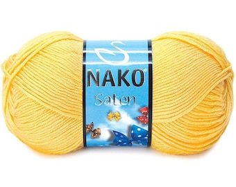 Nako Saten, mjukt babygarn, satängarn, babykoftor, babymössgarn, accessoargarn, 100 % premium mikroakrylgarn, tröjor, sjalar