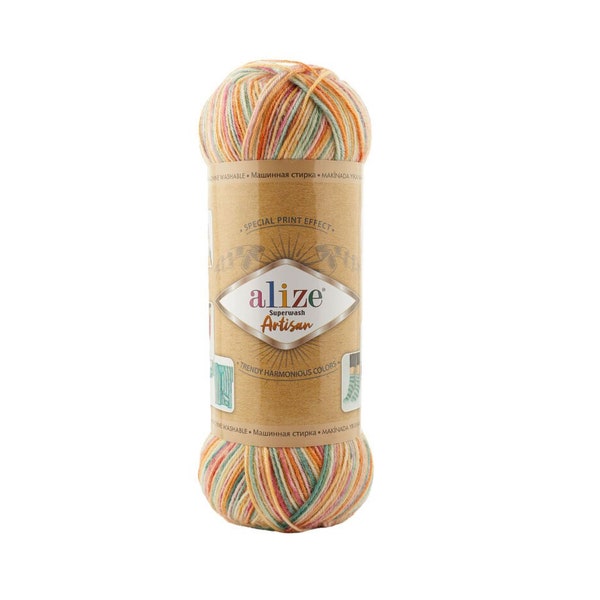 Alize Superwash Artisan, Superwash Garn, Wolle Garn, Sockenwolle, Self Stripping Yarn, Batik Garn, Stricksocken, Special Print Effekt