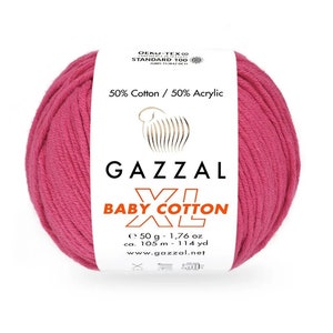 Gazzal Baby Cotton XL, Thick Cotton Yarn, Knitting Yarn, Crochet Yarn, Baby Yarn, Gazzal Yarn, Hypoallergenic Yarn