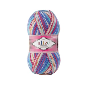 Alize Superwash Comfort Socken, Wollgarn, Multicolor Garn, Farbverlaufssockenwolle, Batik Wolle, Sockenwolle, Ethno Wolle, Decken Wolle