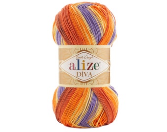 Alize Diva Batik, Knitting Yarn, Crochet Yarn, Soft Yarn, Acrylic Yarn, Summer Yarn, Microfiber Yarn, Lace Yarn, Bikini Pattern