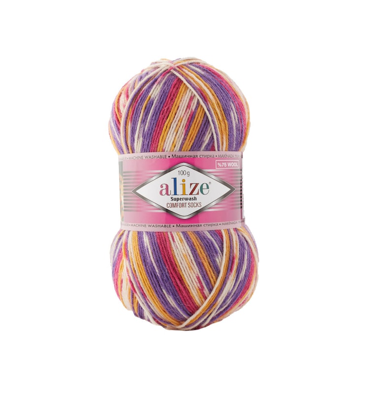 Alaze Label Alize Superwash Comfort Socks, Wool Yarn, Multicolor Yarn, Self ...