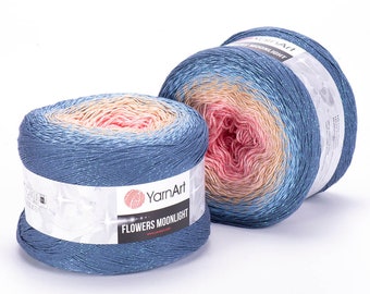 YarnArt Flowers Moonlight, Batik Yarn, Glittery Yarn, Metallic Yarn, Knitting Yarn, Multicolour Yarn, Shawl Yarn, Cake Yarn