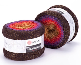 YarnArt Flowers Moonlight, Batik Yarn, Glittery Yarn, Metallic Yarn, Knitting Yarn, Multicolour Yarn, Shawl Yarn, Cake Yarn