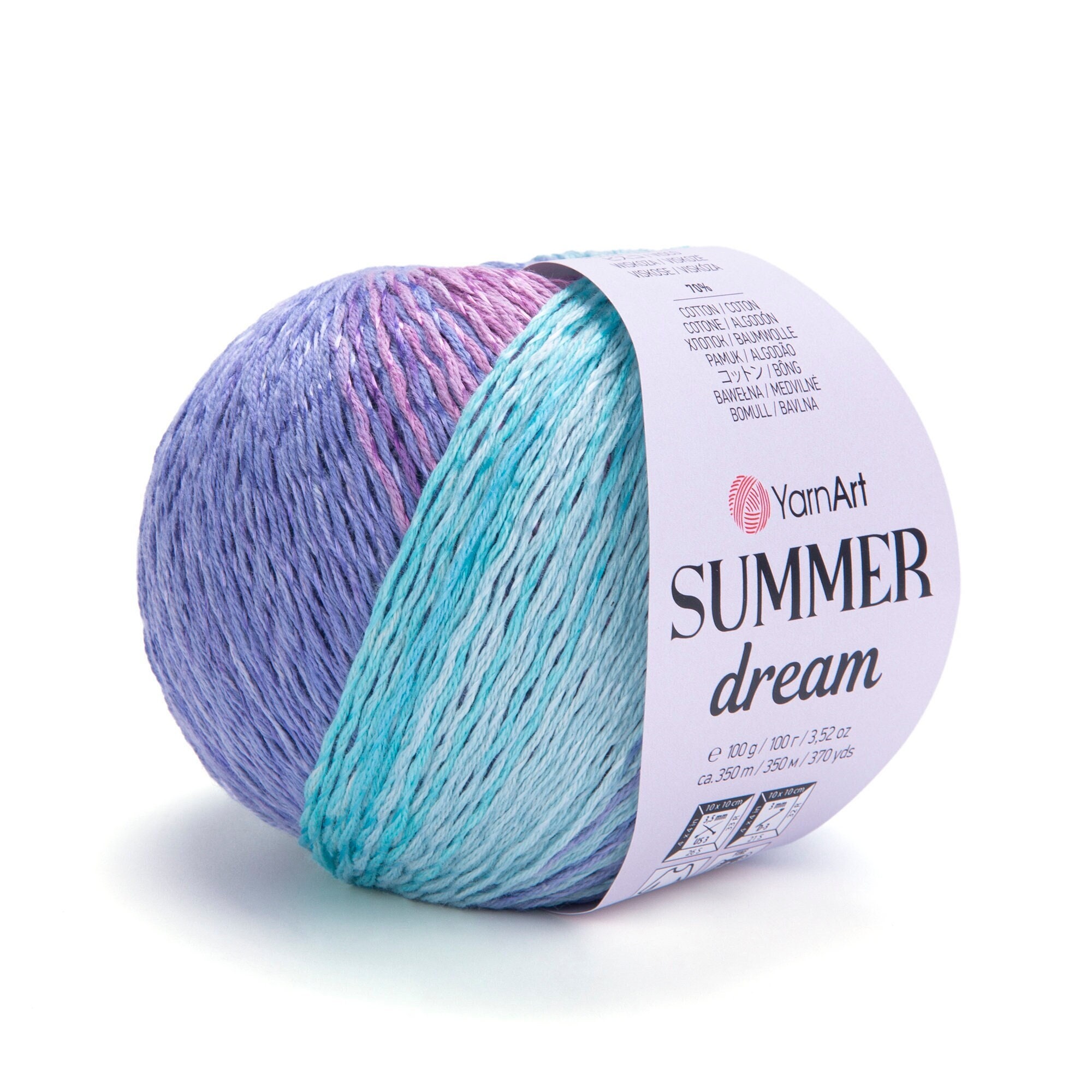 YarnArt Summer Dream, Glittery Yarn, Multicolor Knitting Yarn, Summer Yarn, Sparkly Yarn, Shawl Yarn, 70% Cotton Yarn, Bright Yarn