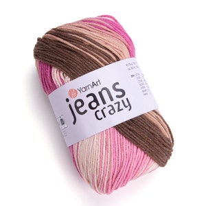YarnArt Jeans Crazy, Filato Amigurumi multicolore, Filato per maglieria, Filato per coperta, Filato per bambini, Filato estivo, Filato morbido, Filato acrilico