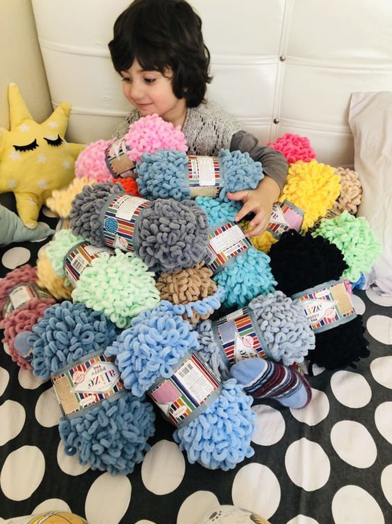 Alize Puffy Fine Yarn Plush Baby Yarn Kids Yarn Blanket Etsy