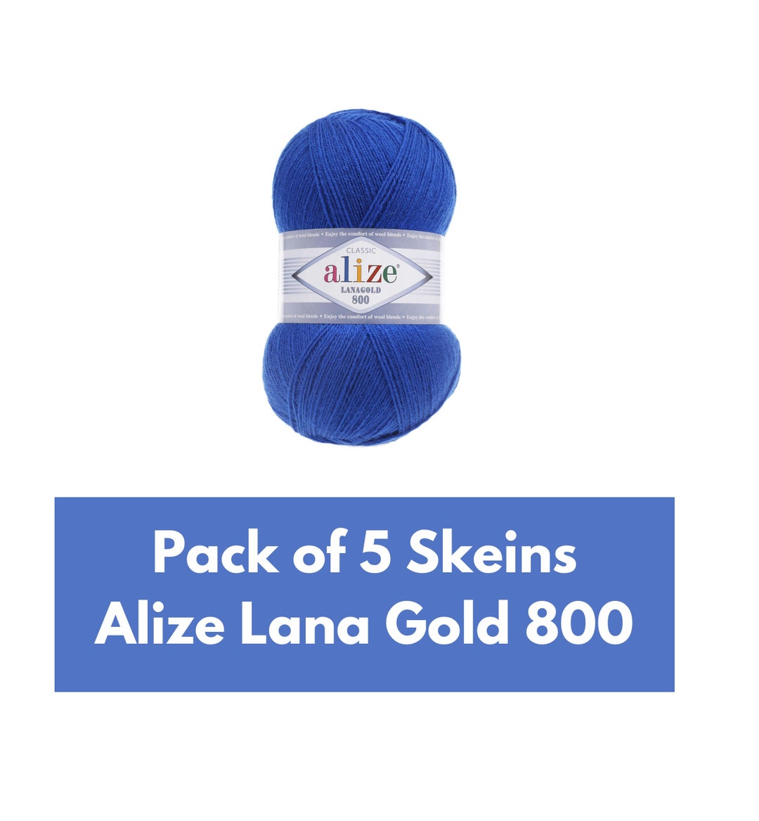Alize Lanagold – 5 Bollen Van 100 G, Kies Uit 53 Kleuren, Ideaal Voor Breien En Haken (386 Azuurblauw)