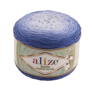 Alize Bella Ombre Batik, 100% Cotton Yarn, Gradient Yarn, Special Color Transition, Ombre Yarn, Crochet Yarn, Knitting Yarn,