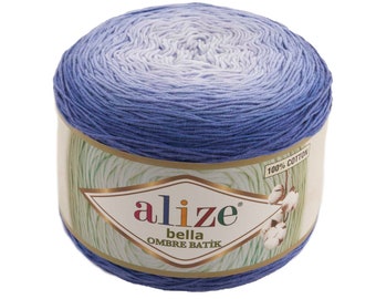 Alize Bella Ombre Batik, 100% Cotton Yarn, Gradient Yarn, Special Color Transition, Ombre Yarn, Crochet Yarn, Knitting Yarn,