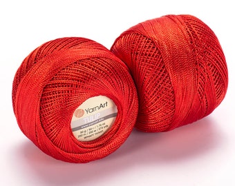 YarnArt Tulip, Bright Lace Yarn, Sparkly Lace Yarn, Jewerly Yarn, 100% Microfiber Crochet Thread, Cross Stitch, Needlepoint Thread, Silky