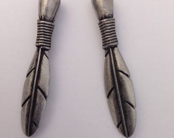 Vintage Feather Bolo End Pieces