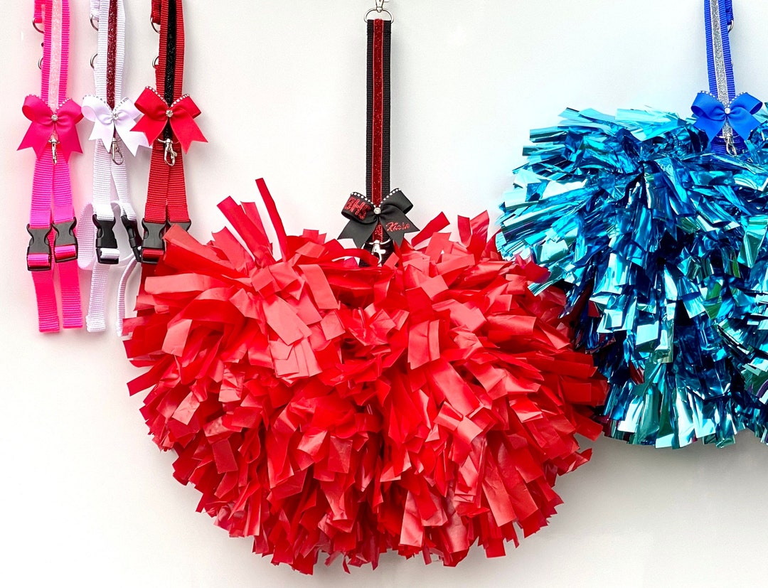 Pom Holder Personalized Pom Pom Holder With Mini Accent Bow and Rhinestone Details, Variety of