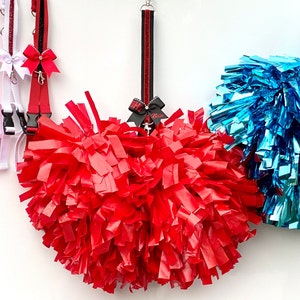 Pom Holder | Personalized Pom Pom Holder with Mini Accent Bow and Rhinestone details, variety of colour combinations to choose from