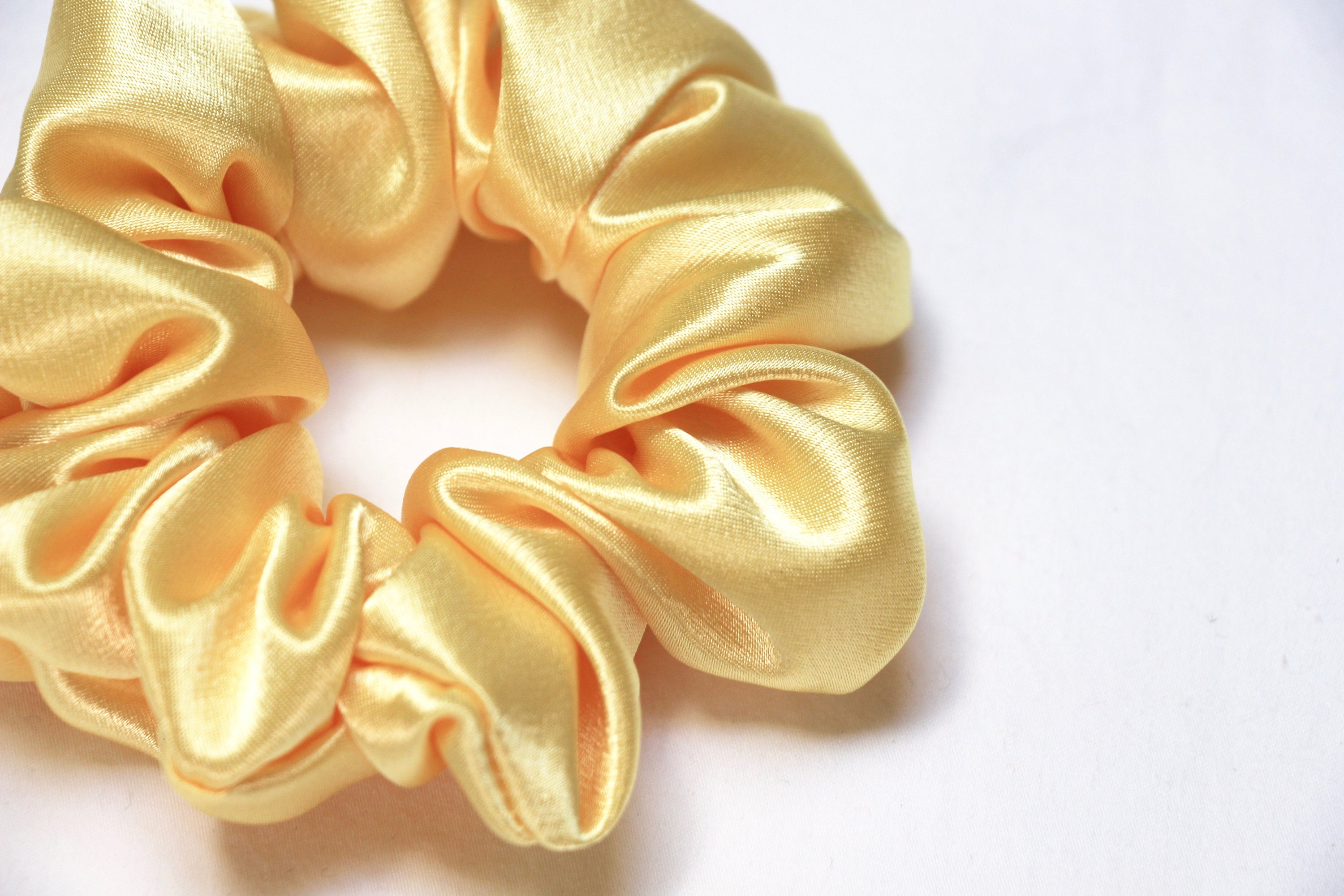 Buy Satin Yellow Luxurious Scrunchies Boho Chic Online in India - Etsy