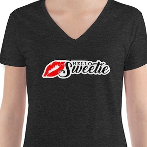 Doctor Who Shirt Whovian Gift Hello Sweetie River Song Quote Doctor Who Fan Shirt Women's Fashion Deep V-neck Tee