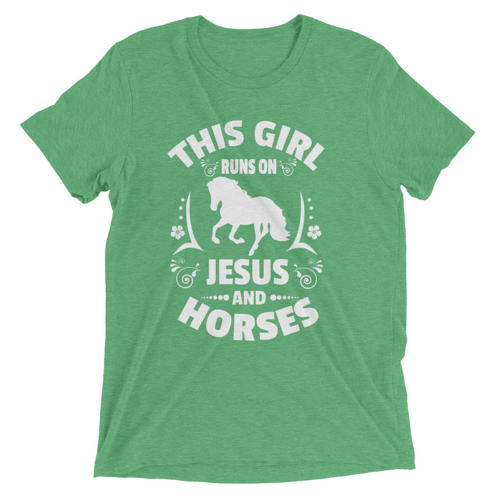 This Girl Runs on Jesus and Horses Horse Shirt Bella - Etsy