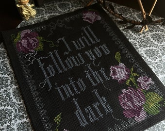 Gothic Floral Cross Stitch Pattern, gothic art, gothic decor, floral, cross stitch pattern, spooky, gift