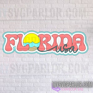 SVG Florida USA SCRAPBOOK Titel Zustand Schneiddatei Titel für Scrapbooking Papierstück nur Download-Datei.