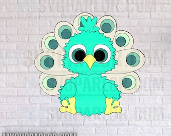 SVG peacock baby cutting file chubby bird for scrapbooking cards cake toppers and more DOWNLOAD file only