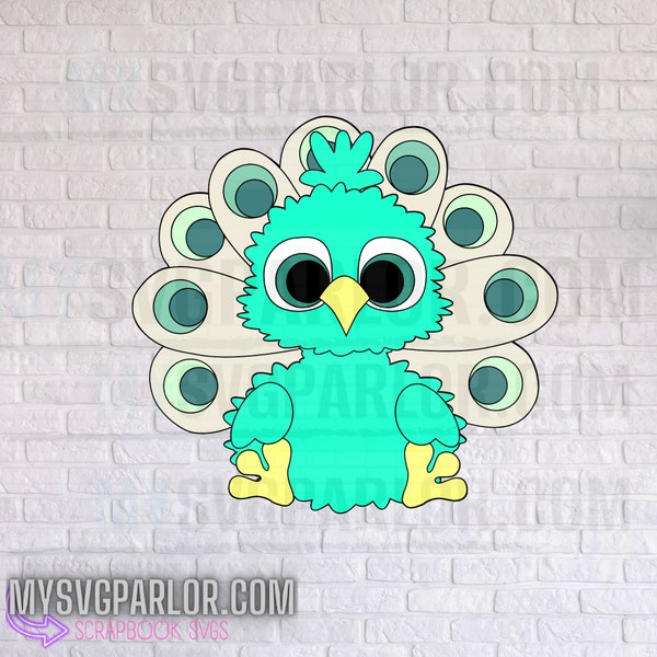SVG peacock baby cutting file chubby bird for scrapbooking cards cake toppers and more DOWNLOAD file only