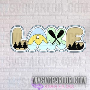 SVG lake SCRAPBOOK title cutting file title for scrapbooking paper piecing download file only.