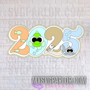 SVG ocean 2025 SCRAPBOOK title cutting file title for scrapbooking paper piecing download file only.