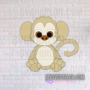Fichier de découpe SVG singe baby shower de bébé singe potelé zoo pour scrapbooking cartes décorations de gâteaux et plus fichier à télécharger uniquement