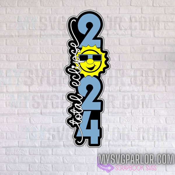 SVG solar eclipse SCRAPBOOK title 2024 cutting file title for scrapbooking paper piecing download file only.
