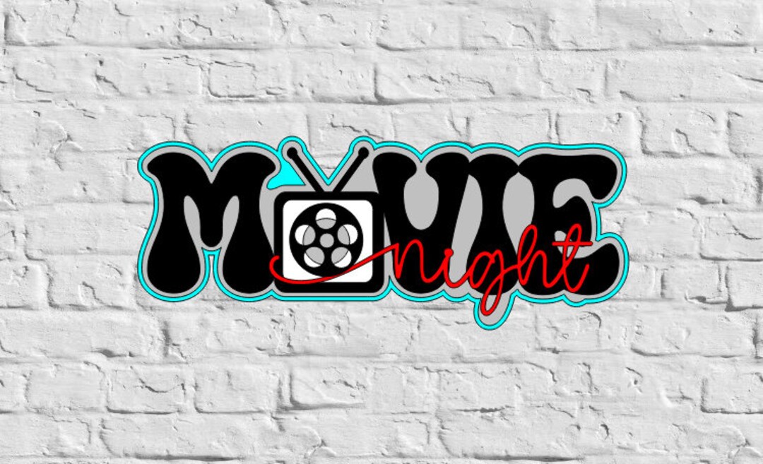 SVG Movie Night Title Cutting File Title for Scrapbooking Paper Piecing