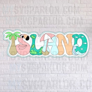 SVG ISLAND cutting file title flamingo for scrapbooking cards and more download file only