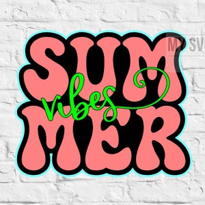 SVG summer vibes cutting file title for scrapbooking paper piecing download file only retro theme