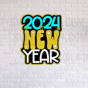 Fichier de coupe du nouvel an SVG 2024, thème de la célébration du nouvel an, pour cartes de scrapbooking et plus, fichier à télécharger uniquement