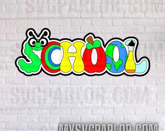 File di taglio SVG con il titolo "Scuola": per scrapbooking e design di biglietti (download digitale)