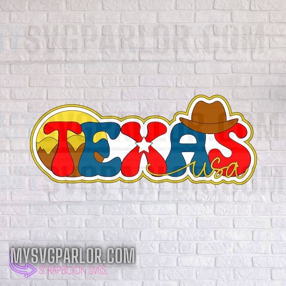 テキサス州（米国）スクラップブックタイトルSVG：州テーマ切り抜き