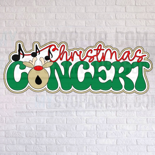 SVG Christmas concert cutting file scrapbook title singing caroling reindeer concert for scrapbooking cards and more download file only