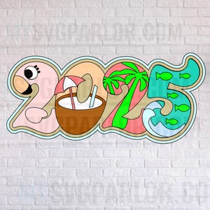 SVG tropische 2025 snijden bestandstitel flamingo alleen voor scrapbookingkaarten en meer downloadbestand