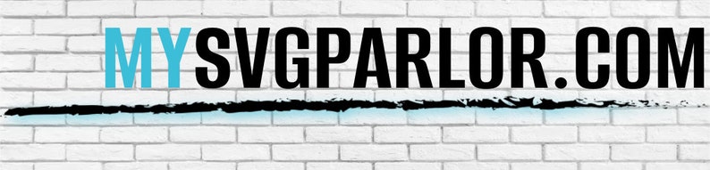 May include: A white brick wall with a black and white graphic design of the text "MYSVGPARLOR.COM" in black with the word "MY" in blue.