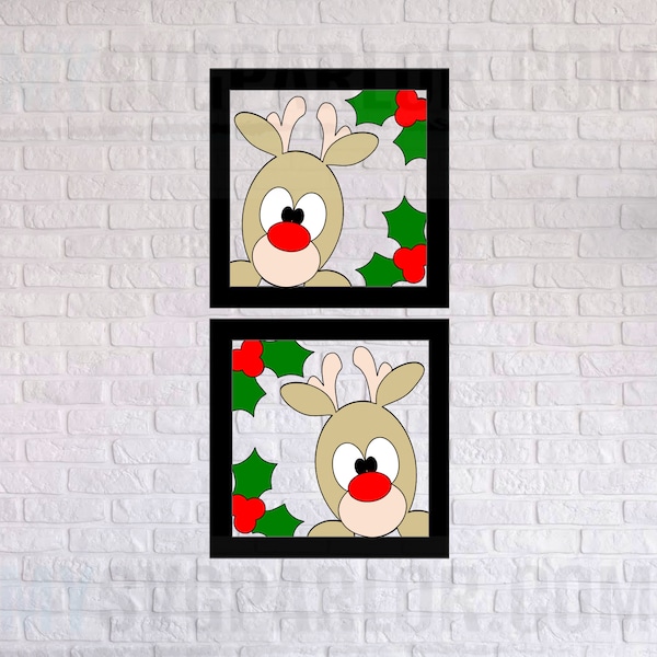 SVG reindeer card shadow box Christmas cutting file for slimline cards scrapbooks download file only.