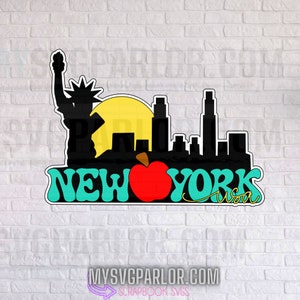 Título do SCRAPBOOK SVG New York USA, tema do estado, arquivo de corte, título para scrapbooking, patchwork de papel, download do arquivo somente.