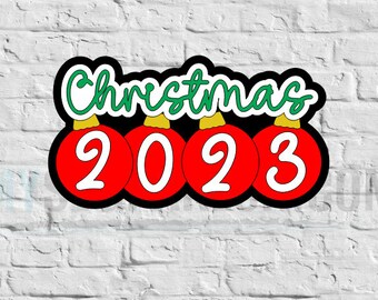 SVG Weihnachten 2023 Titelornamente Schneiddateititel für Scrapbooking Papier zusammensetzen Download-Datei nur.