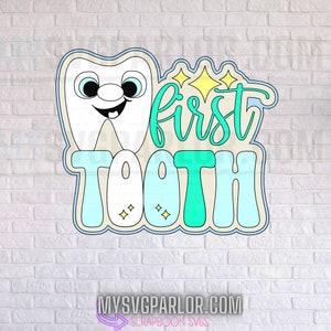 SVG primer título de archivo de dientes bebé niño primer diente scrapbooking bebé recién nacido niño embarazo svg papel piecing descargar archivo sólo