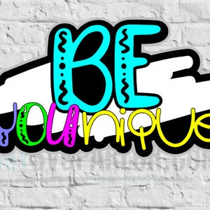 SVG einzigartige Schneidedatei Titel ""Be younique"" für Scrapbooking Karten und mehr nur Datei download."