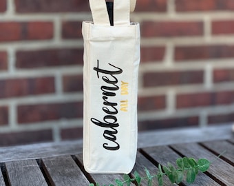 Cabernet All Day Canvas Wine Tote Bag